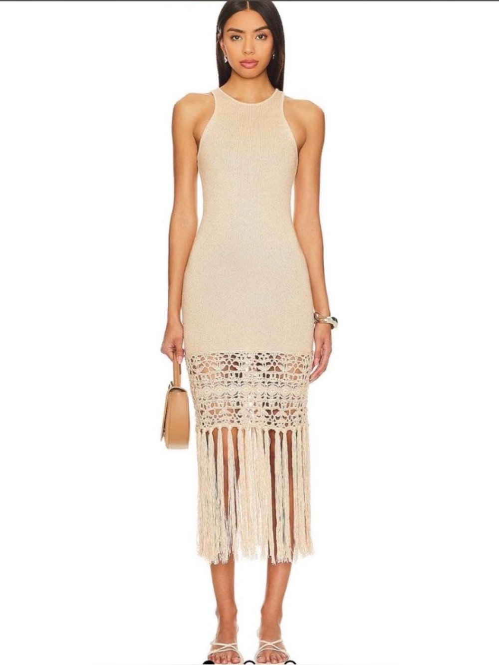 Lucaya Dress in Tan by Tularosa
Gorg knit midi dress with fringe
From #revolve
